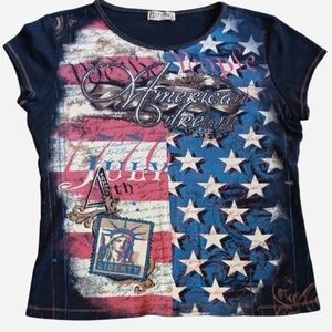 Y2K American Dream July 4th Liberty Tee Blue Canyon XL Red White Blue Black USA